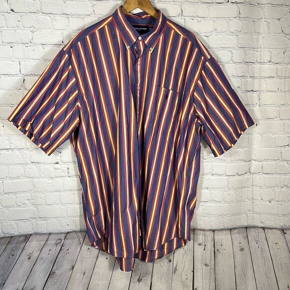 Ralph Lauren Golf Mens Tilden Button Down Shirt size XL Blue Red Striped READ - Picture 1 of 6